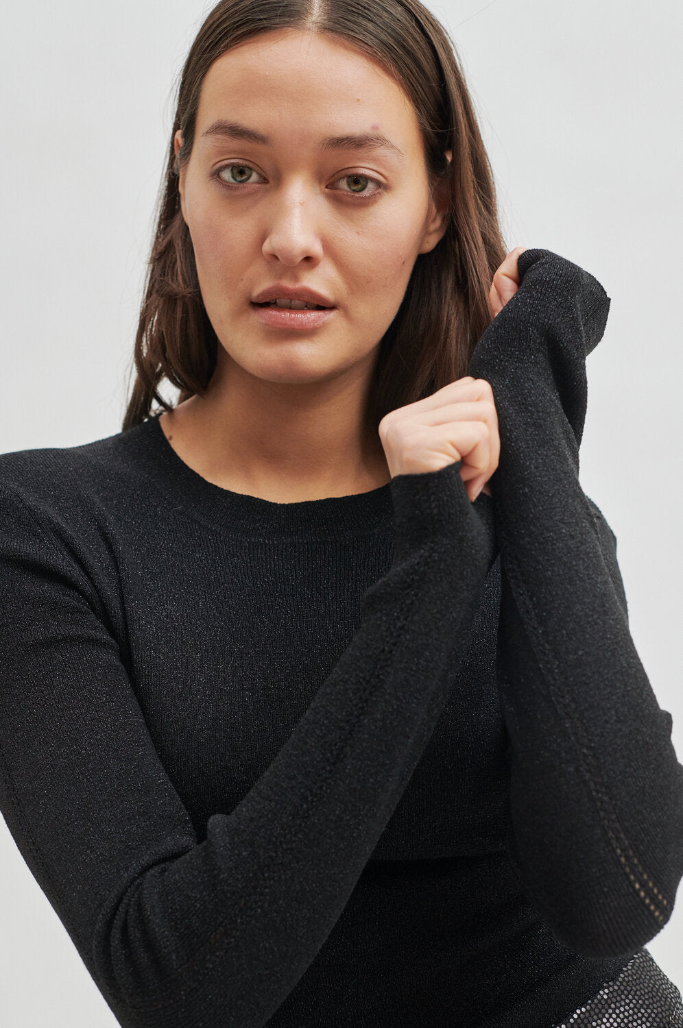 Matima O-Neck langærmet t-shirt - sort